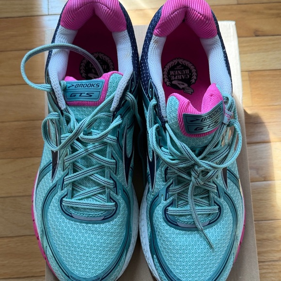 Brooks GTS 16 Women's Athletic Shoes - Aqua and Fuchsia - Picture 3 of 10